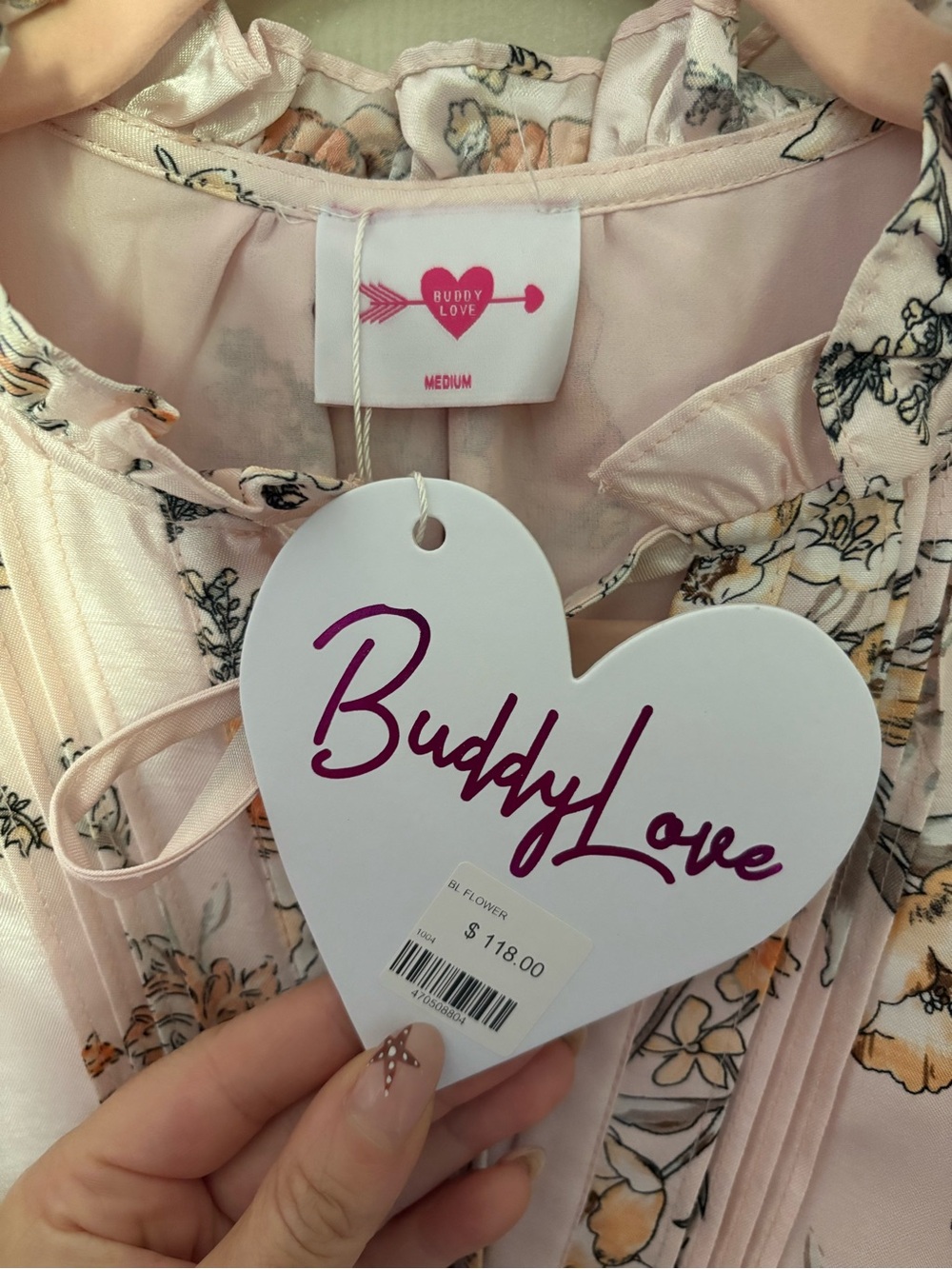 NWT Buddy Love Cream and PINK Floral Tiered Mini Dress - Picture 3 of 4